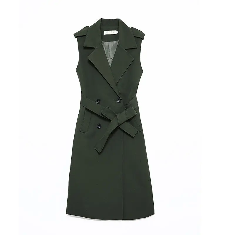 Women Double-Breasted Sleeveless Cardigan Jacket Female Elegant Blazer Vest Chaleco Mujer New Spring Autumn Long Suit Vest