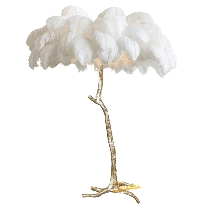 Modern Ostrich Feather Floor Lamp Living Room Resin Stand light Bedroom Nordic Interior Decor Lighting Floor Light Stand Lamp