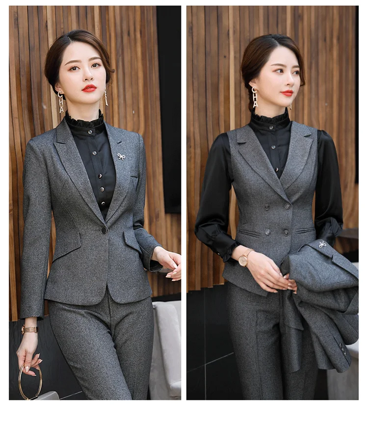 Temperament fashion professional Women suit OL Office Lady suit Business interview suit set Slim fit Blazer and pants