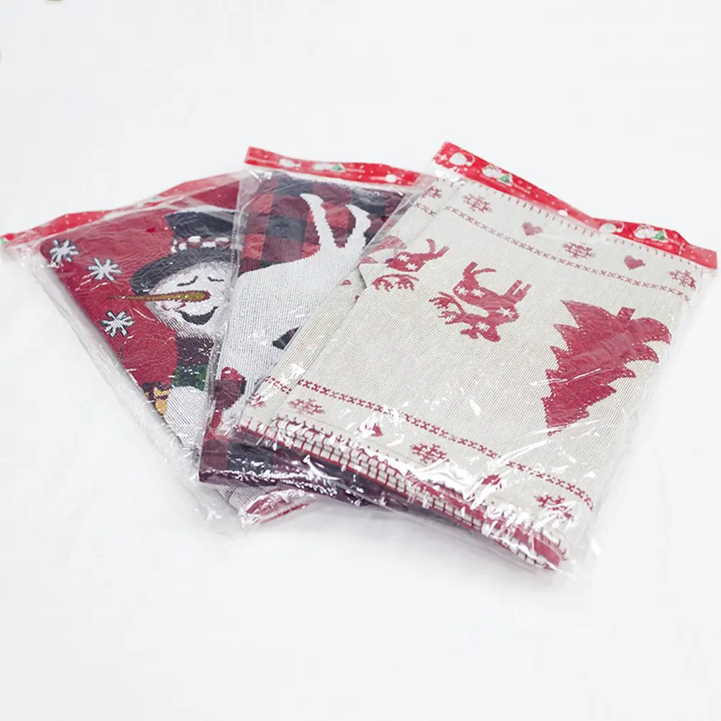  Cotton Christmas Table Flags Decorations Embroidered Christmas Tree ELK Snowman Desktop Decoration 
