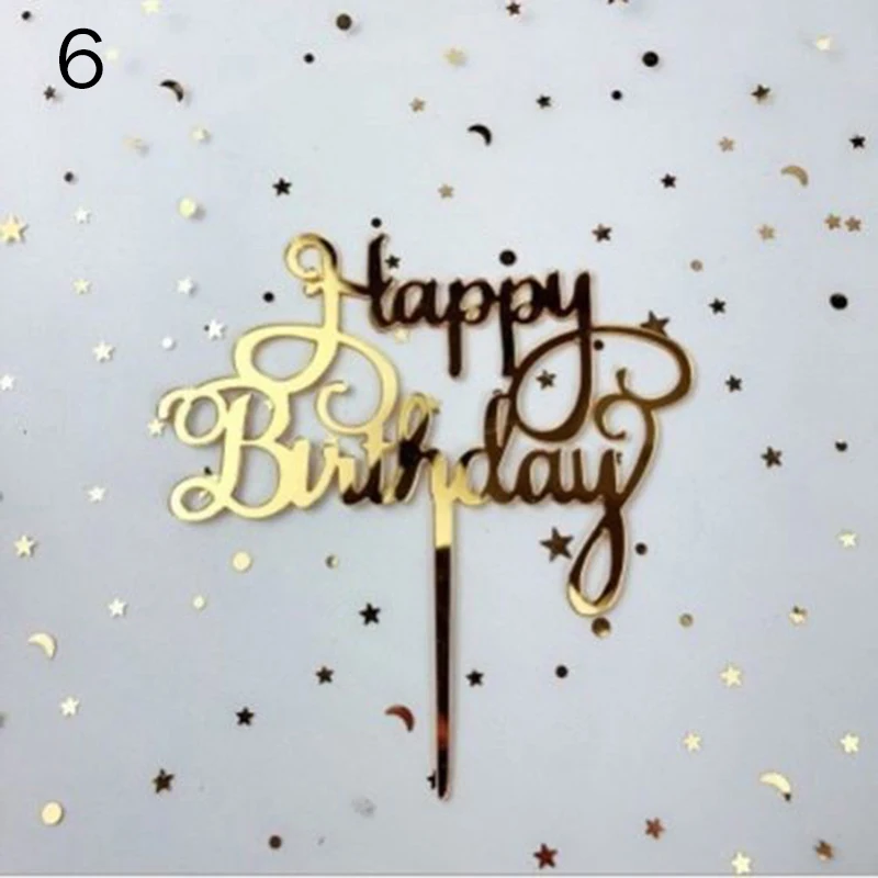 

Love Happy Birthday Acrylic Cake Topper Flag Card Home Party Decoration Supplies JAN88