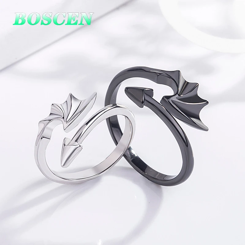 BOSCEN 925 пробы Серебряное кольцо для пары женщин мужчин девушек мальчиков подарок