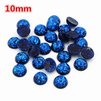 

New Fashion 40pcs 10mm Blue Color Flat Back Resin Cabochons Cameo O6-17