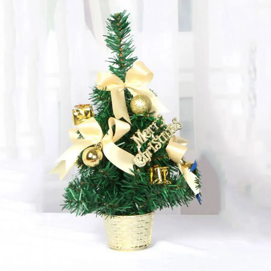 Gold Merry Christmas Bowknot Christmas Balls Gift Package Decor Pine Tree Potted Christmas Tree Christmas Decorations For Home - Цвет: Gold