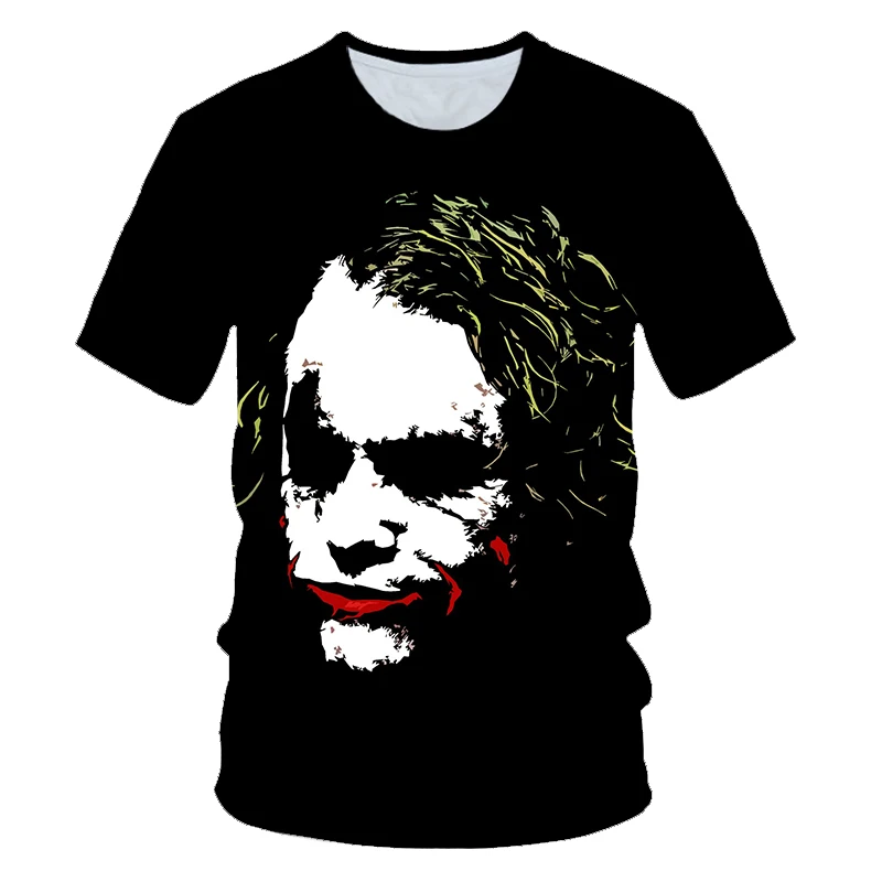 

New half face Joker 3d t shirt haha funny character joker Brand clothing design 3d t-shirt summer style tees tops print