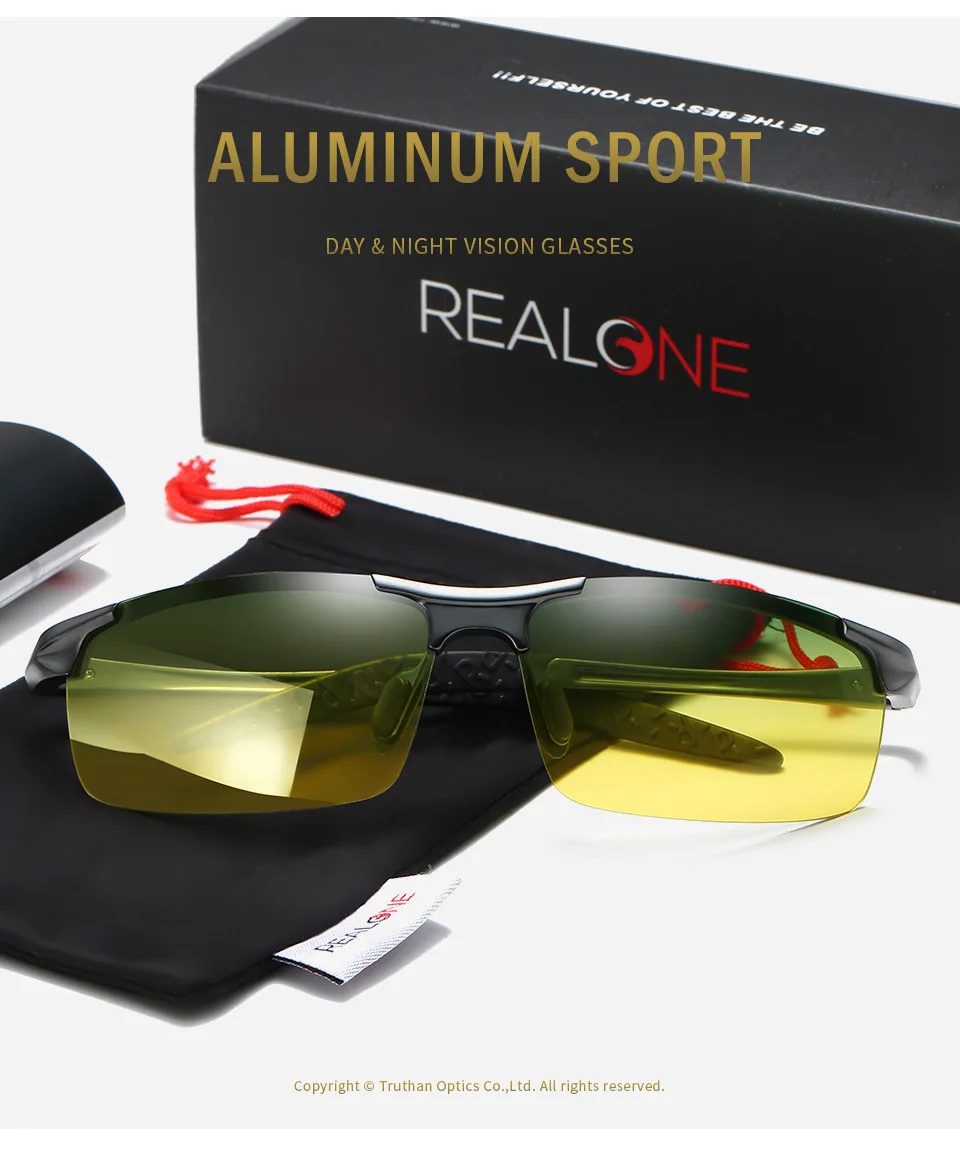 Mens Aluminum Sports Glasses for Driving Day and Night Vision Goggles Anti Glare Sunglasses with Gradient Polarized Lenses 5933