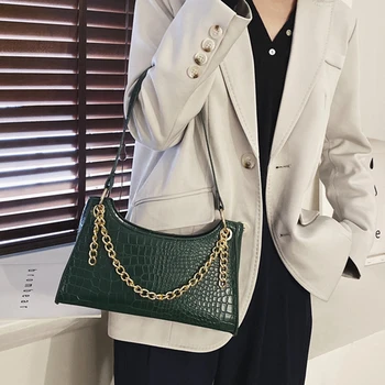 

Vintage Alligator Pattern Shoulder Women Designer Bags Open Chains Evening Clutch Bags Quality Handbag Luxury Messenger Bag Pu