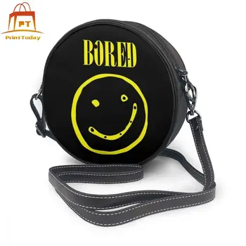 

Smiley Face Shoulder Bag Smiley Face Leather Bag Mini Print Women Bags Woman Crossbody Round Purse