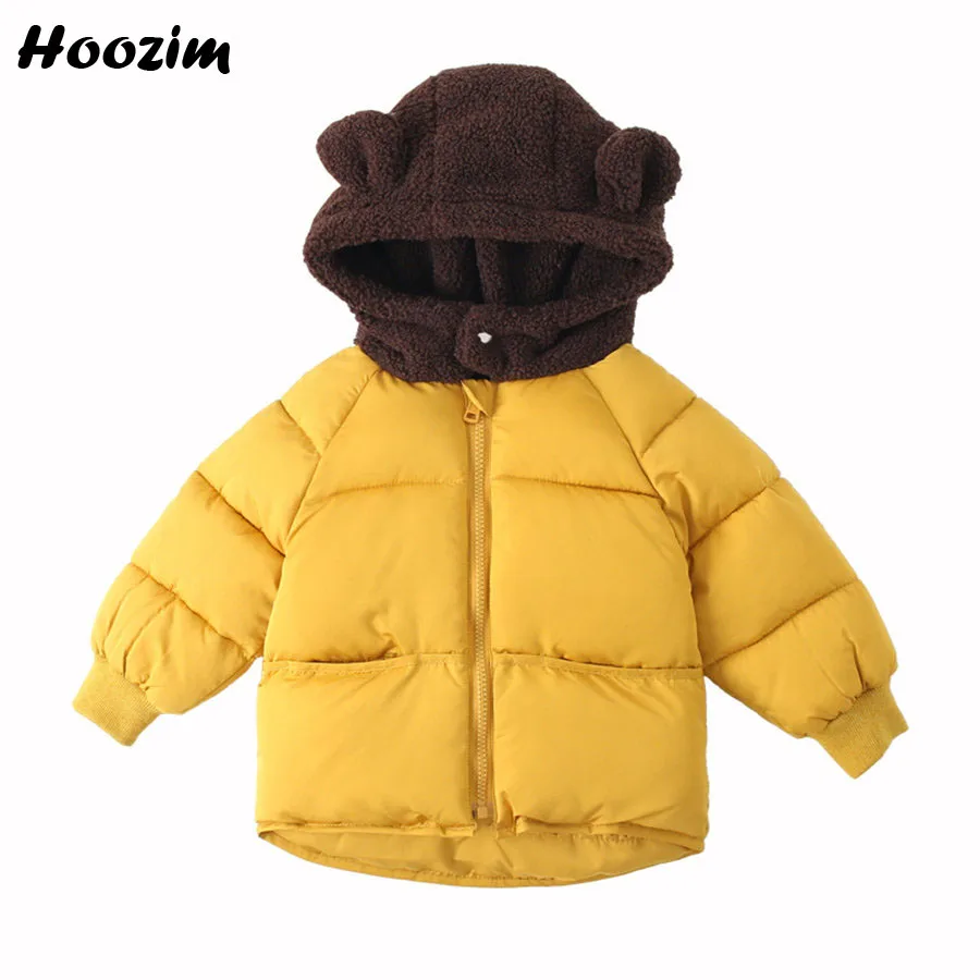 

Casual Jacket For Boys 2-8 Years Cute Yellow Letter Parka Children Nice Kids Outerwear 2019 Winter Faux Fur Cap Coat For Girls