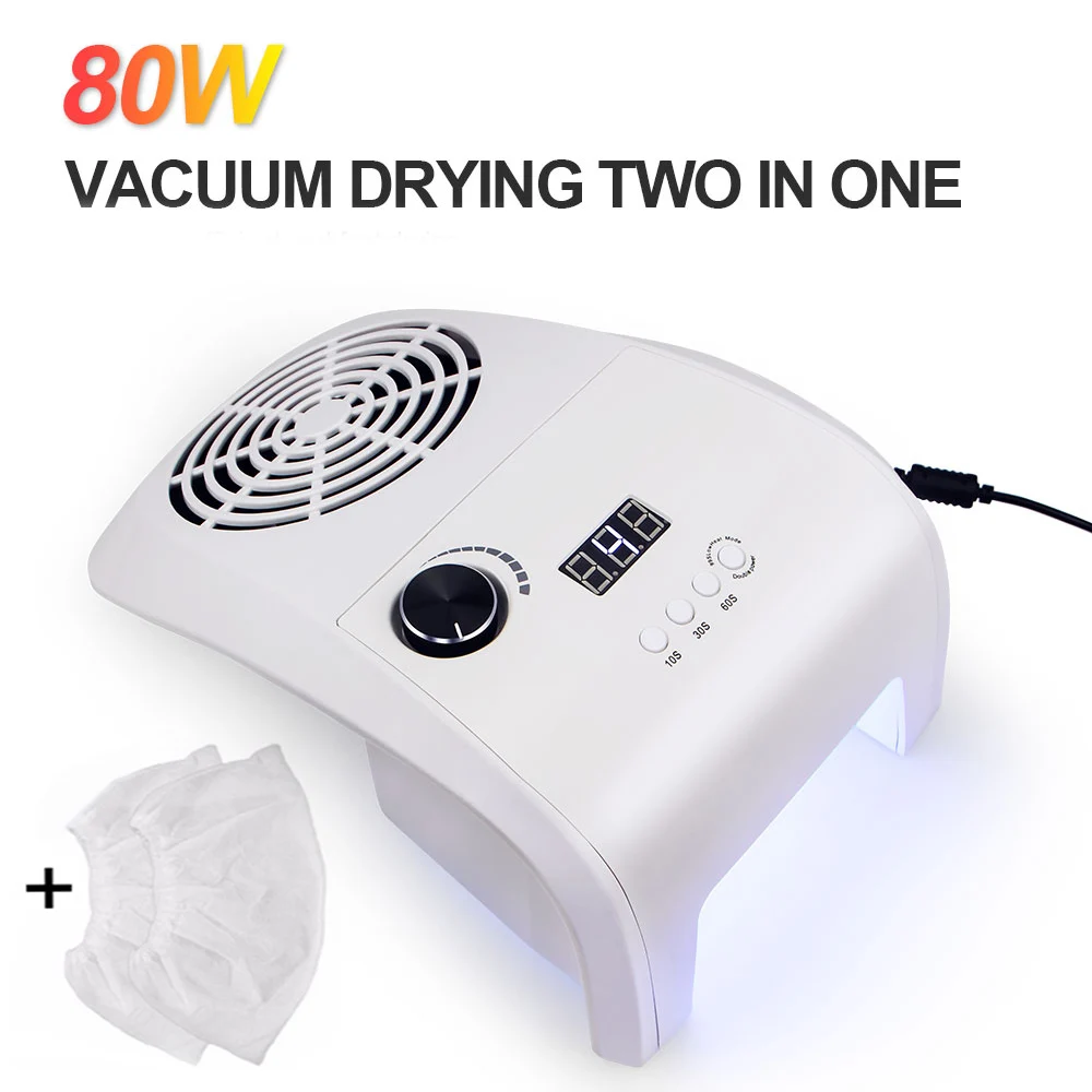 B-80W-2-in-1 3-в-1 Многофункциональный пылесос для ногтей и электрическая дрель для ногтей и светодиодная УФ-лампа для ногтей Маникюрный аппарат для маникюра - Цвет: B-80W-2-in-1