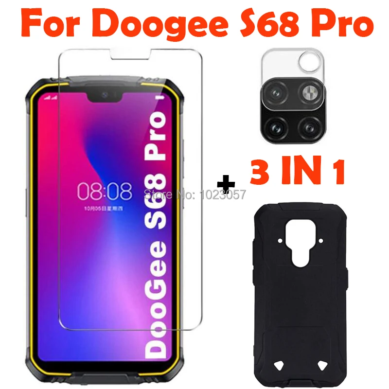3 в 1 чехол + Камера закаленное Стекло на Doogee S68 Pro экрана мобильного телефона Для 3D