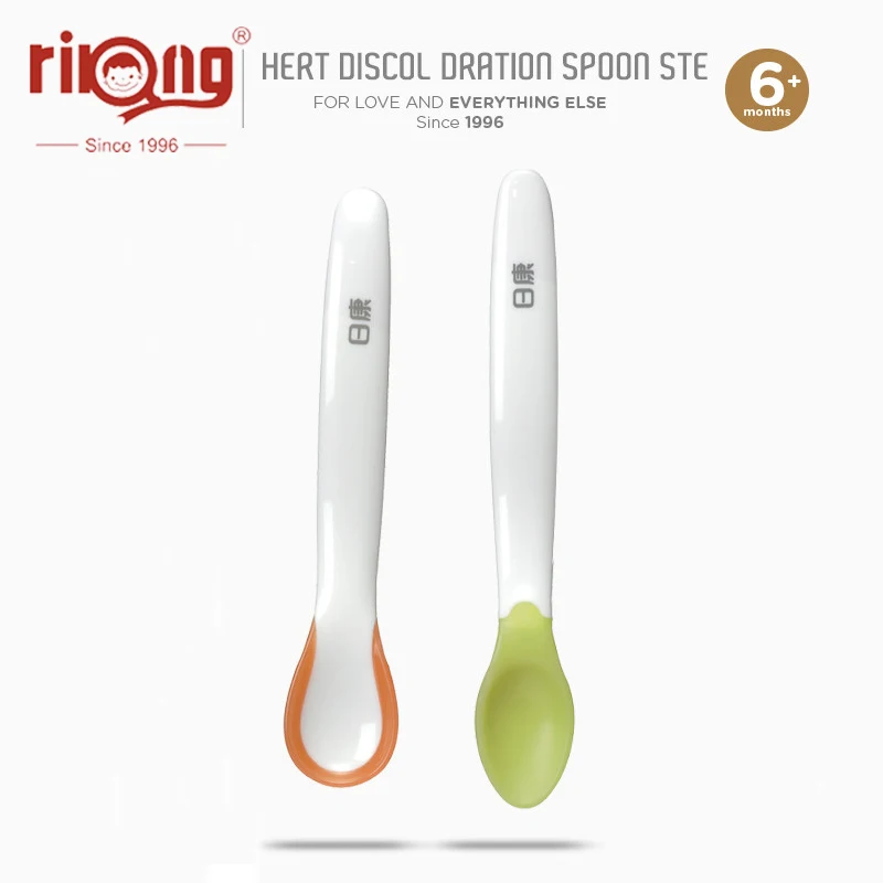 

Rikang Silicone Baby Spoon Candy Color Temperature Sensing Spoon Baby Feeding Tools Cartoon Children Spoon Kids Utensils