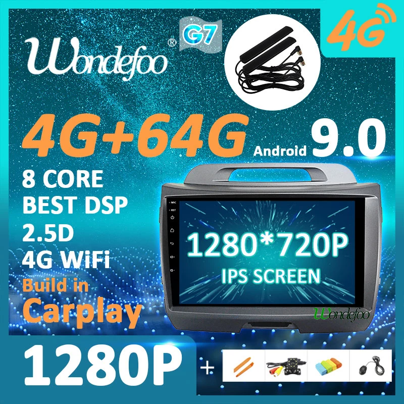 1280P Android 9,0 4G 64G Carplay Авто gps для Kia Sportage 3 4 SL 2010- мультимедийный радио навигационный экран без DVD рекордера