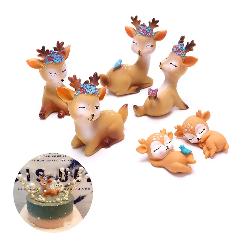 1pcs Turtle Figurine Animal Sika Deer Baking Cake Topper Decoration Miniatures Fairy Garden Ornament Craft Hot