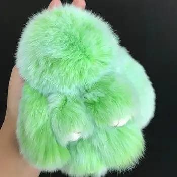 

Lighe Green - Real Rex Rabbit Fur Bunny Toy Keychain Key Ring Pom Ball Bag Bug Charm Keyring pendan Accessories