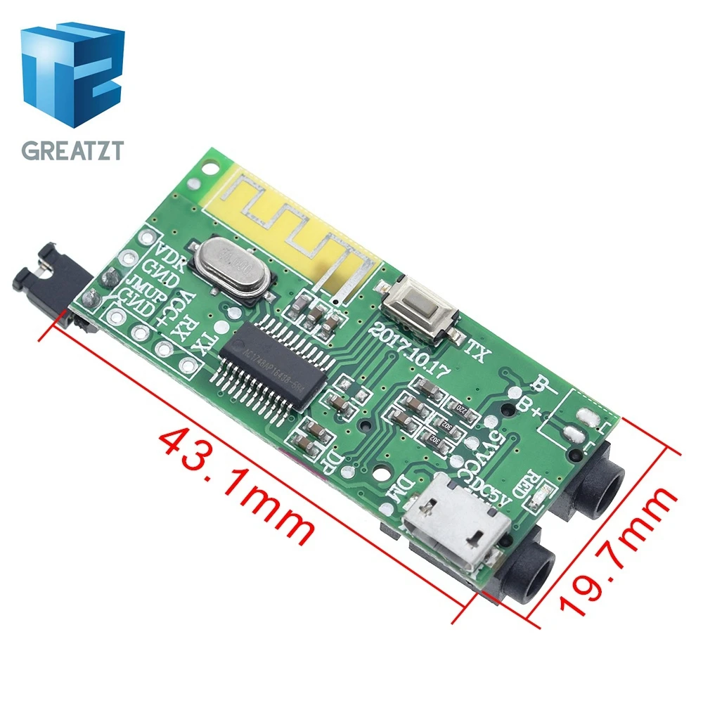 

GREATZT Bluetooth 4.2 Stereo Audio Transmitting and Receiving Module Wireless USB 3.5mm Audio Interface TF Card MP3 DIY