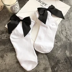 2022 Summer 1 Pair Lolita Style Japanese Maiden Lovely  Candy Color Bow Short Cotton Socks High Quality