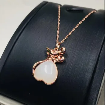 

925 Silver Natural Hetian White Jade The Rat In The Chinese Zodiac Silver Inlaid With Jade Lucky Pendant For Women Men Jewelry