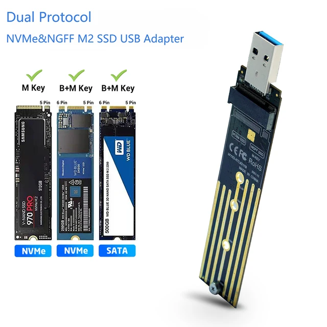 M.2 Nvme Adapter Pcie Ngff Sata M2 Ssd Board Dual Protocol Usb 3.1 For M/b  Key Samsung 970 Series / 960 Series / Wd 2230 2242 - Add On Cards &  Controller Panels - AliExpress