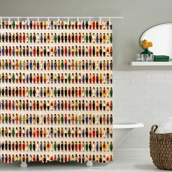 

brick mosaic printing bathroom shower curtain bathroom partition curtain comes with hooks available in multiple sizes