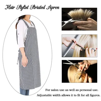 

Hair Stylist Apron Striated Hairdressing Cape Haircut Cloth With 2 Pockets Nylon Anti-static Hairdressing Tool Hair Styling