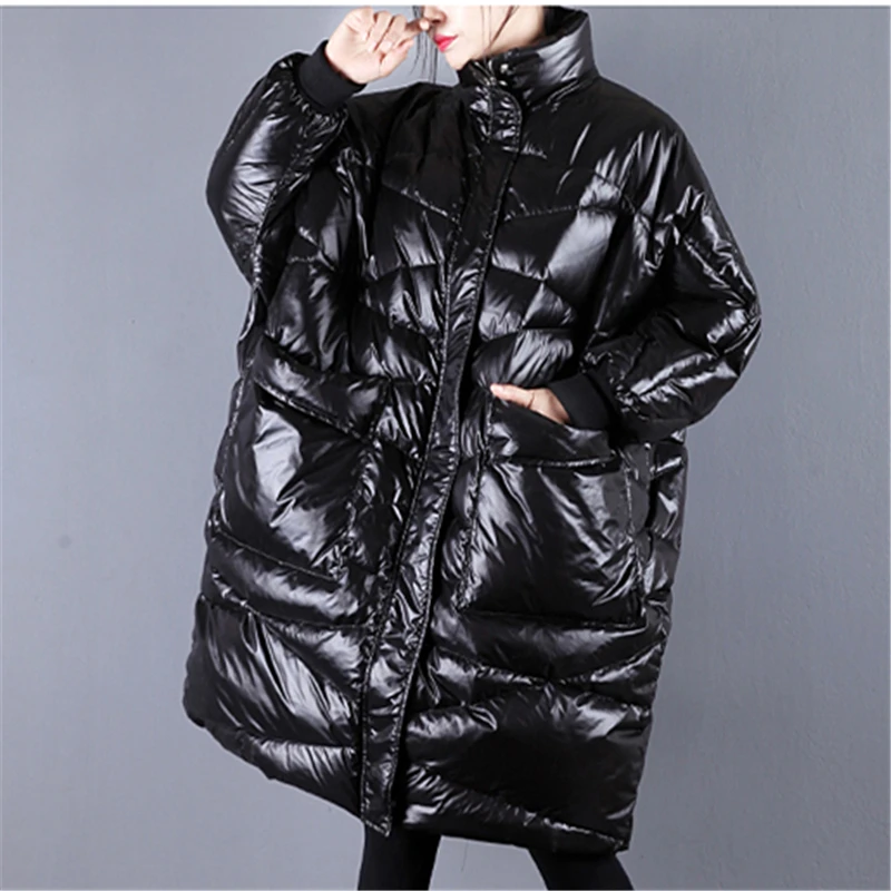 

Long Section Down Jacket Female 2019 Winter Fashion New Loose Bat Sleeve Loose Down Jacket Coat Tide HHH00112