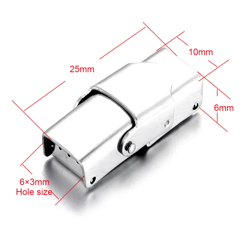5 шт. застежка из нержавеющей стали обжимной челюсти крюк часы ремешок застежки для кожаный браслет ювелирных изделий DIY разъемы пряжки поставки - Цвет: Fit 6x3mm
