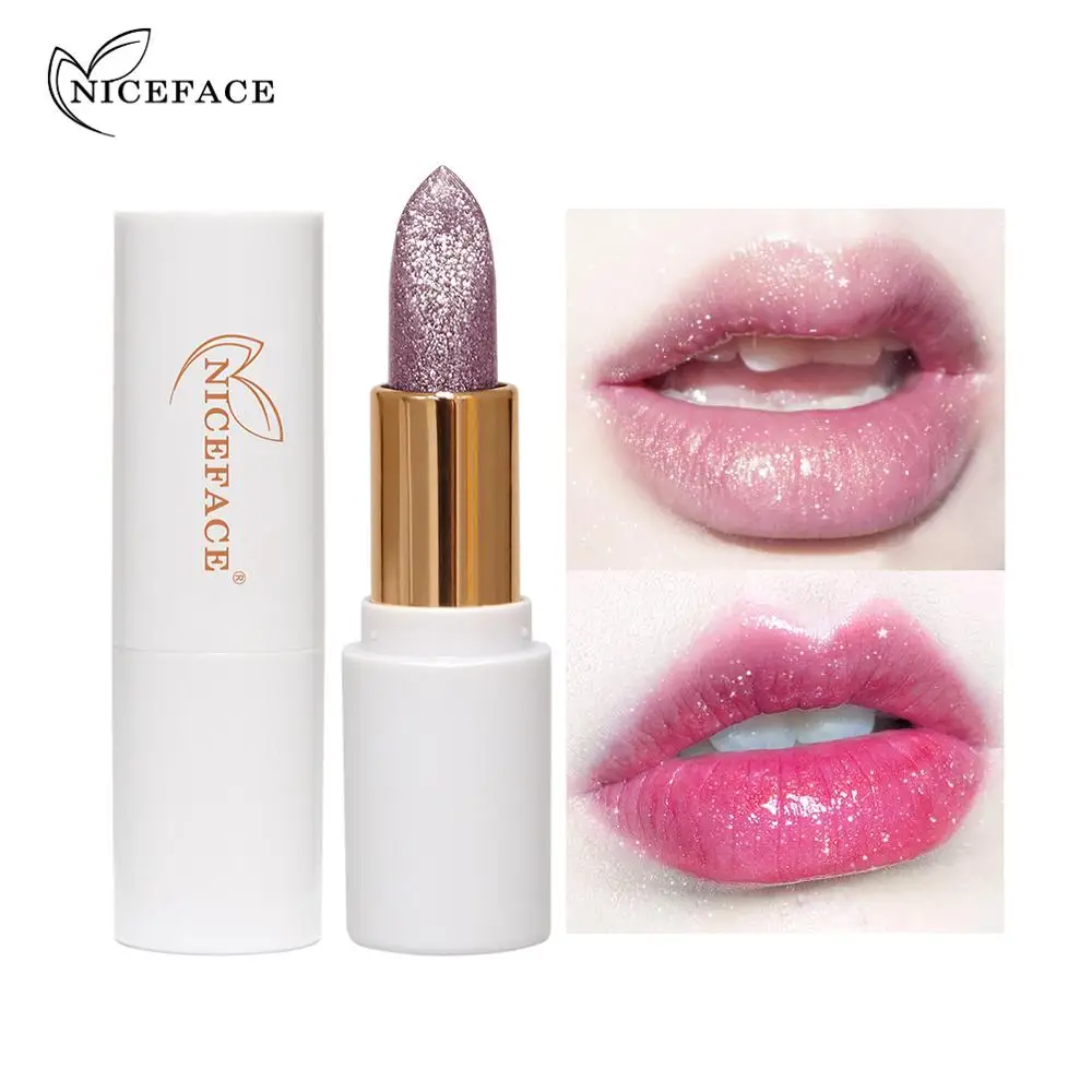 Блестящая помада Niceface с бриллиантами меняющая температуру долговечная