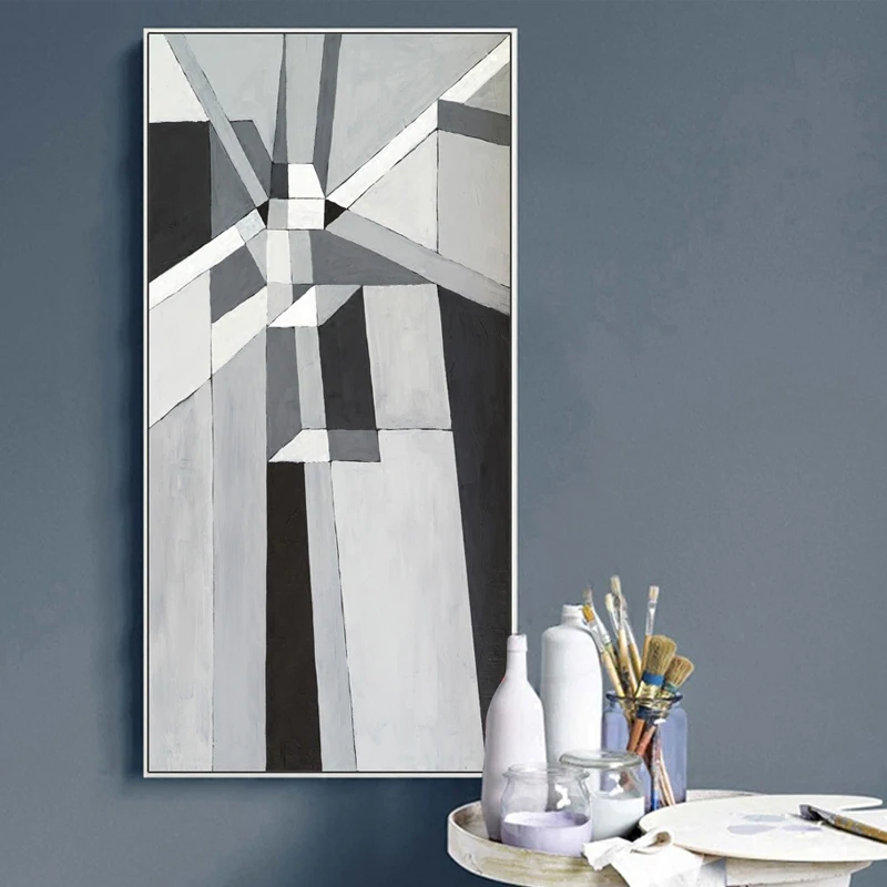 Серые настенные картины Домашний вход современный скандинавский геометрический