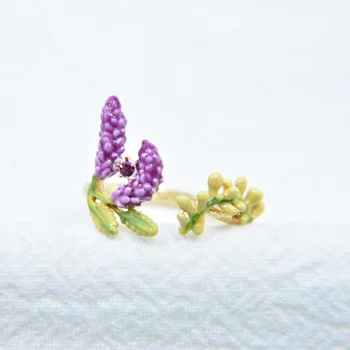 

2020 New Sale Tin Alloy Anel Masculino Anel Ring French Designer Manually Lele Les Symphony Lavender Flower Opening Enamel Ring