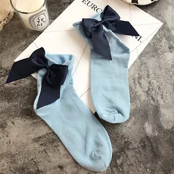2022 Summer 1 Pair Lolita Style  Maiden Lovely Woman Candy Color Bow Short Cotton Socks High Quality