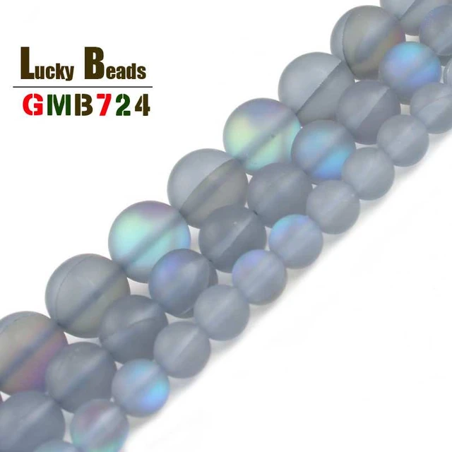 Gris esmerilado Austria esmerilado piedra lunar cuentas redondas para hacer joyería DIY pendientes pulsera accesorios 15'' - AliExpress