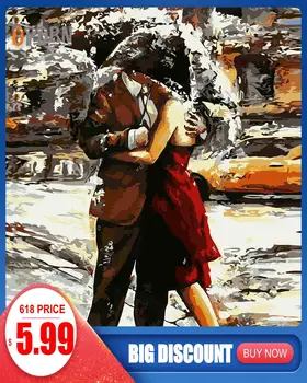 

OPDBN Wall Art Canvas Painting by Number Posters Handpainted Oil Painting Picture for Living Room Home Decor No Frame