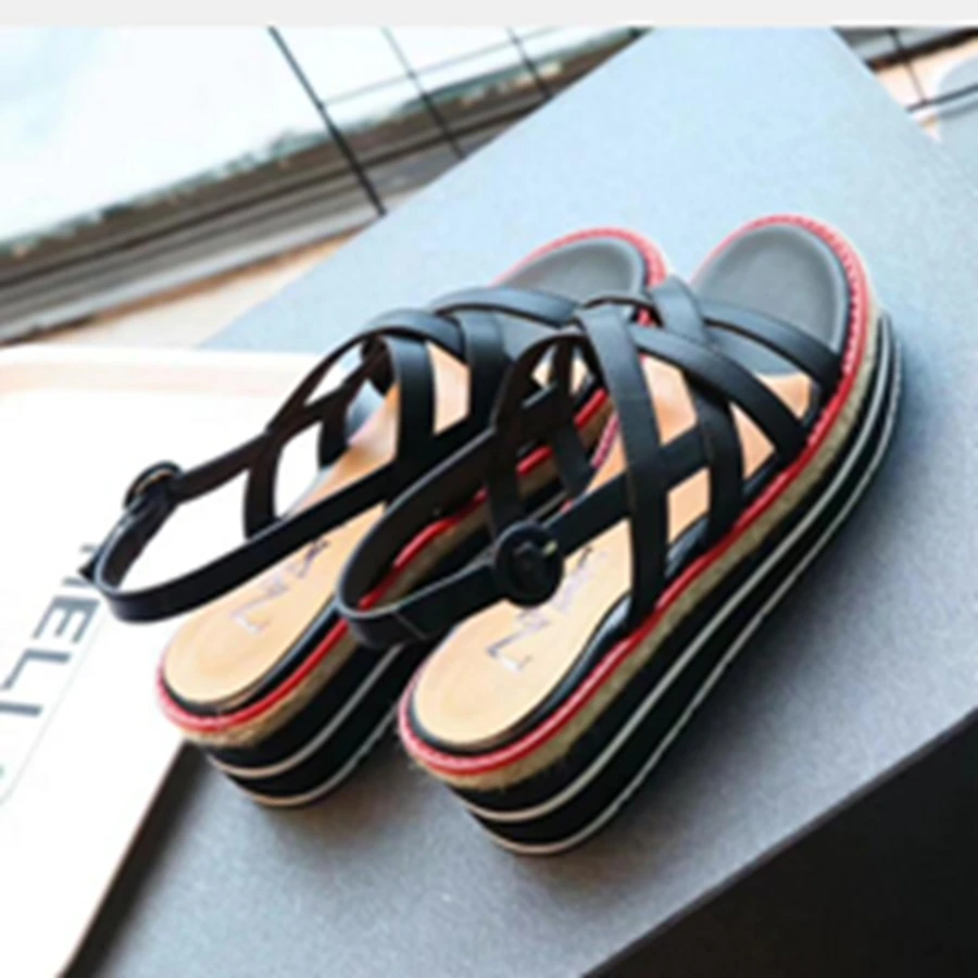 

2019 summer new comfortable wild thick-soled casual shoes fashion thin belt handmade sandals flat women's shoes