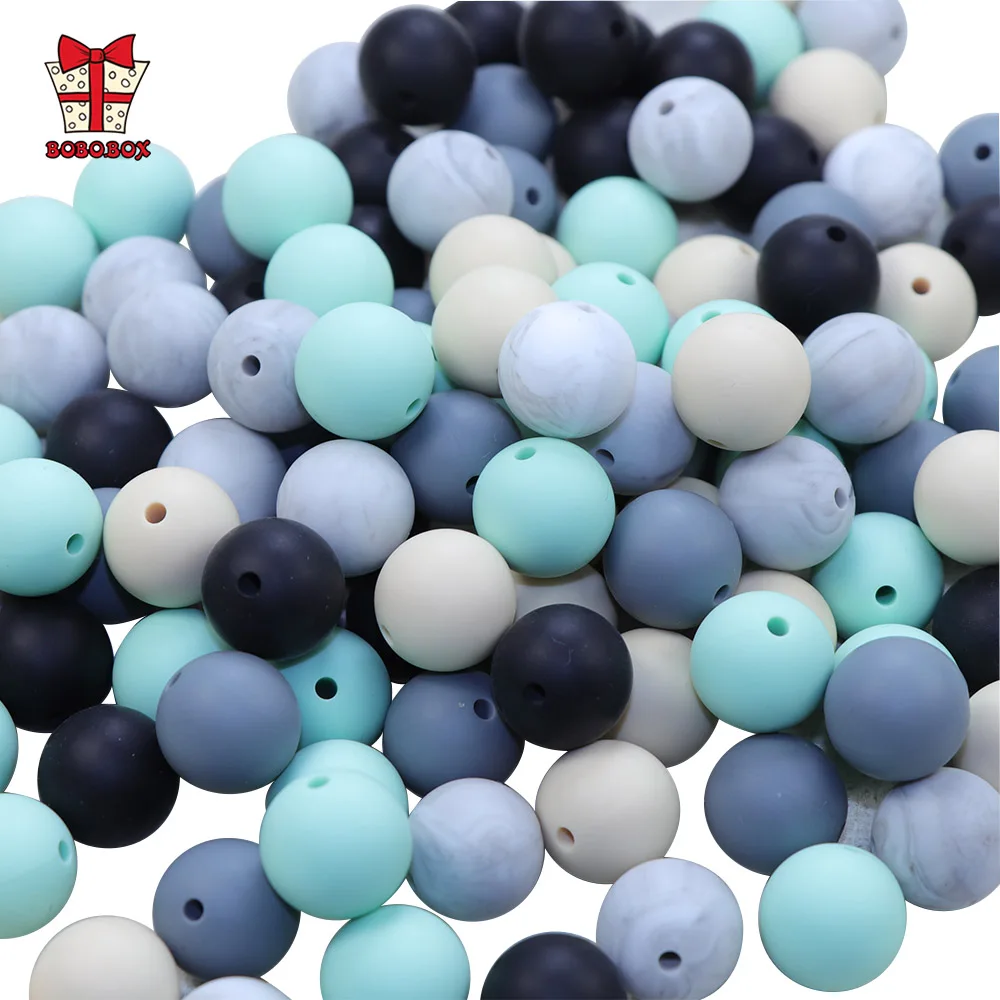 BOBO.BOX 10pcs Silicone Beads 15mm Round Perle Silicone Dentition Baby Teething Beads Pacifier Chain Accessories Baby Products