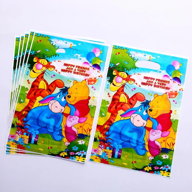 gift bag-6pcs Детские вечерние принадлежности с изображением Винни-Пуха для мальчиков и девочек на день рождения, комплект с рисунком, платье на день рождения, комплект с чашкой - Цвет: gift bag-6pcs