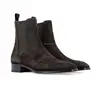 Qianruiti Brand Chelsea Boots Men Suede Leather Low Heeled Elastic Band Ankle Boots High Top Hombre Botas ► Photo 3/4