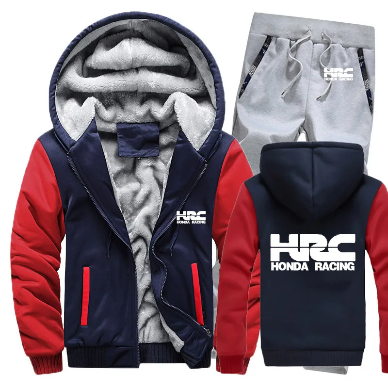 Толстовки для мужчин HRC гоночный мотоцикл автомобиль логотип мужские s толстовки костюм зимний толстый теплый флис спортивный костюм на