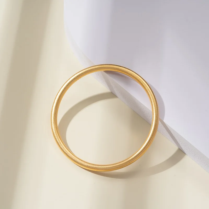 Fashion Metal Matt Surface Gold Plated Simulation Round Imitate Gold Jewelry Bangle Bracelet