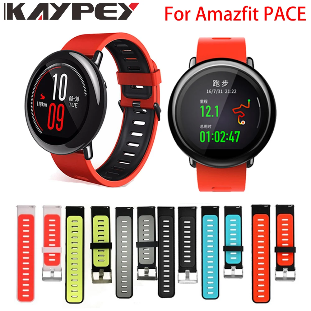 Ремешок на запястье 22 мм спортивные силиконовые полосы для Xiaomi Huami Amazfit PACE Stratos 2 2S GTR 47 мм Смарт-часы замена Смарт-ремешка