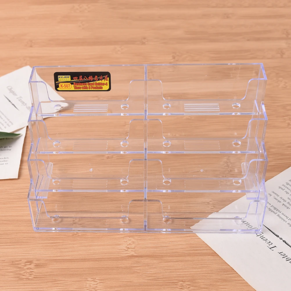 

Office Desktop Business Card Holder 8 Pockets Stand Clear Transparent Acrylic Counter Display Stand Office Home Supplies