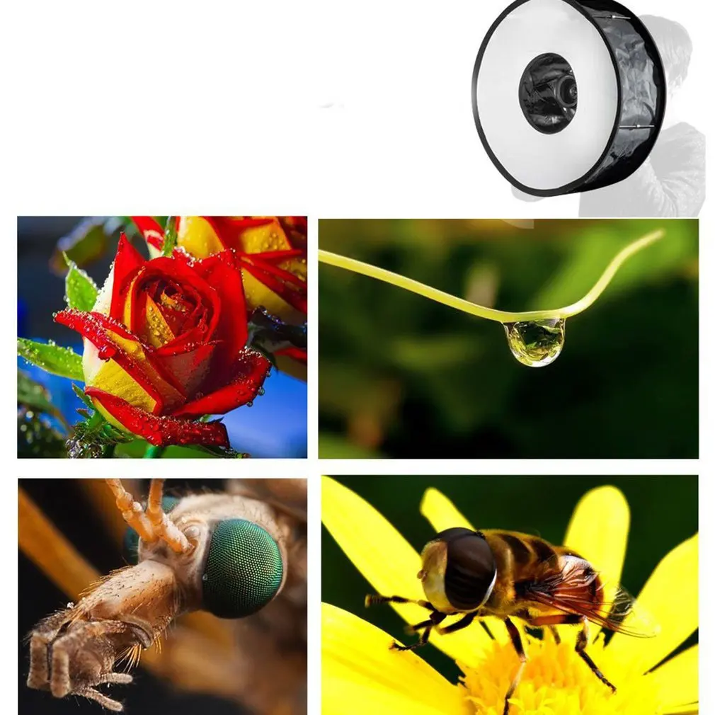 45 см 18 &quotлегко складываемое кольцо Speedlite Flash Softbox Diffuser Reflector для Canon Nikon Godox Macro Shoot