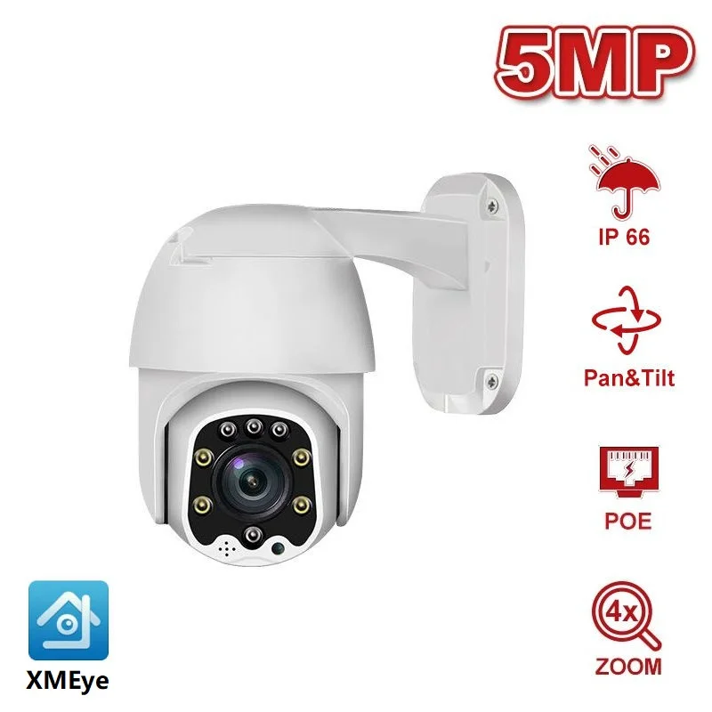 

5MP 2MP Dome POE PTZ IP Camera 4X Optical Zoom 2.8-12mm With Audio Home/Outdoor Waterproof IR 30m Onvif H.265 P2P XMEye