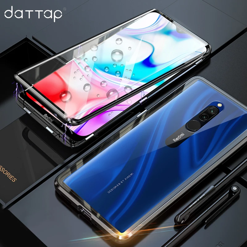 Магнитный адсорбционный чехол для телефона Xiaomi Redmi 8A 8 магнитный металлический 360 полностью прозрачный чехол из закаленного стекла для Redmi 8A чехол