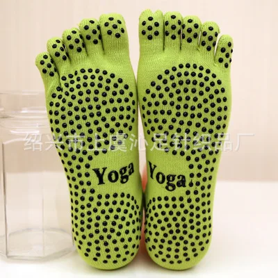 Женские носки для йоги женские часы для занятий спортом, пилатеса носки пуанты пять пальцев силиконовые круглые, нескользящие носки для мальчиков, Новинка - Цвет: Зеленый