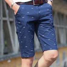 Летние мужские шорты, качественные хлопковые короткие штаны с принтом рыбьей кости, повседневные официальные шорты Бермуды, мужские бермуды размера плюс 28-51