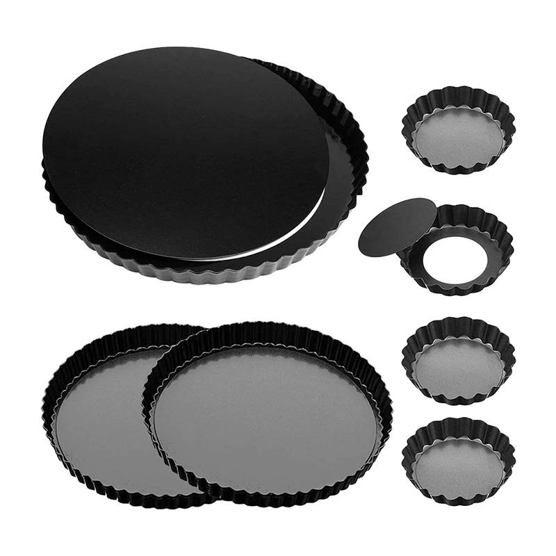 

7Pcs Quiche Tart Pans,11 Inch 9 Inch 4 Inch Pie Pan With Removable Bottom&Non-Stick Surface For Kitchen Cooking Baking
