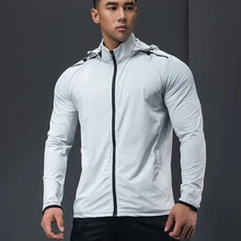 Мужская спортивная куртка для бега, Спортивная ветровка для бега, тренировочная куртка для фитнеса, тренажерного зала, одежда с длинным рукавом, толстовки