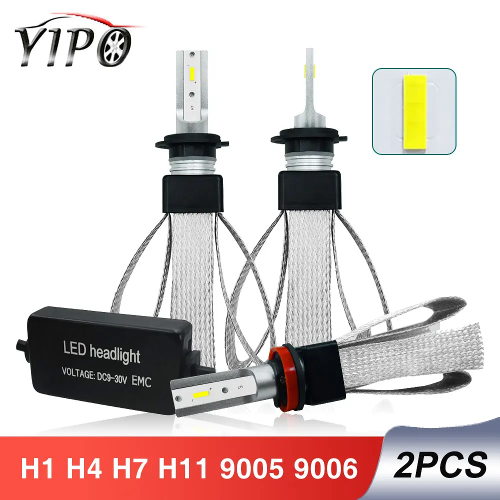 2 шт. h4 светодиодные фары h1 h7 h11 9005 hb3 9006 hb4 фары для автомобиля Стайлинг Авто h7 светодиодные csp Автомобильные фары лампы 6000 К 9600LM 12 В