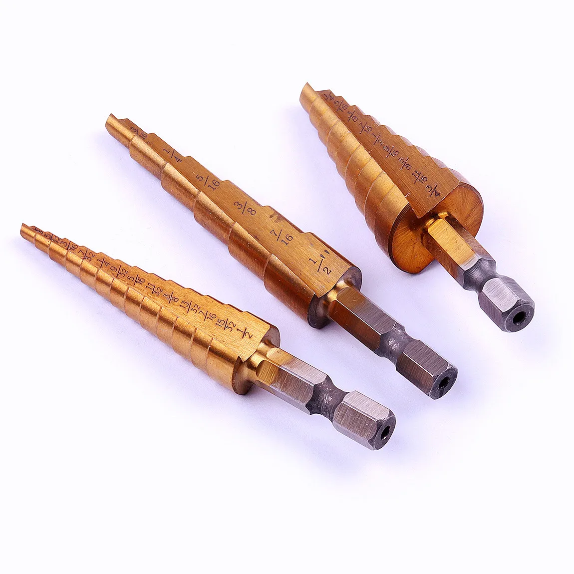 

6/9/13 Steps Hex Shank Drill Bit Set Titanium Coated Step Drills 1/4'' Hexagonal HSS Metalworking Cutter Drill Bit Hand Tools